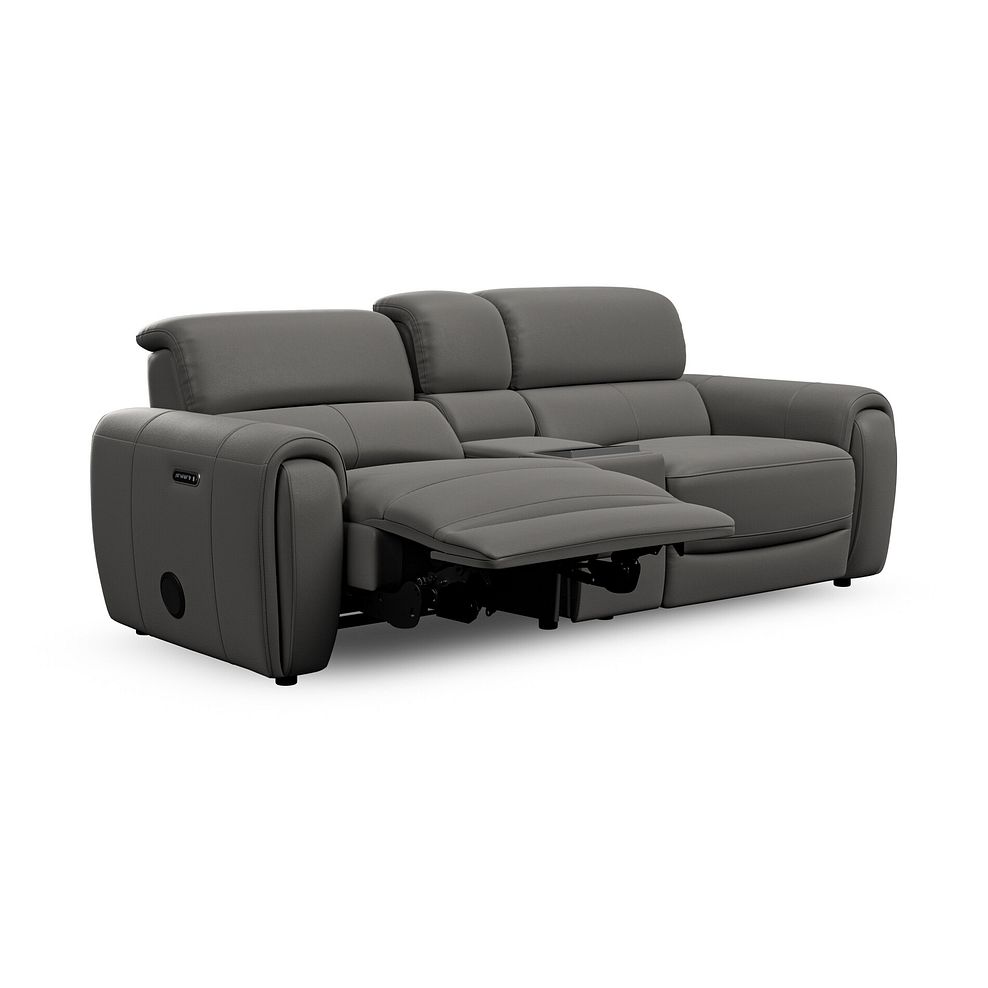 Arabella 3 Seater Recliner Console Sofa with Smart Screen in Elephant Grey Leather 5