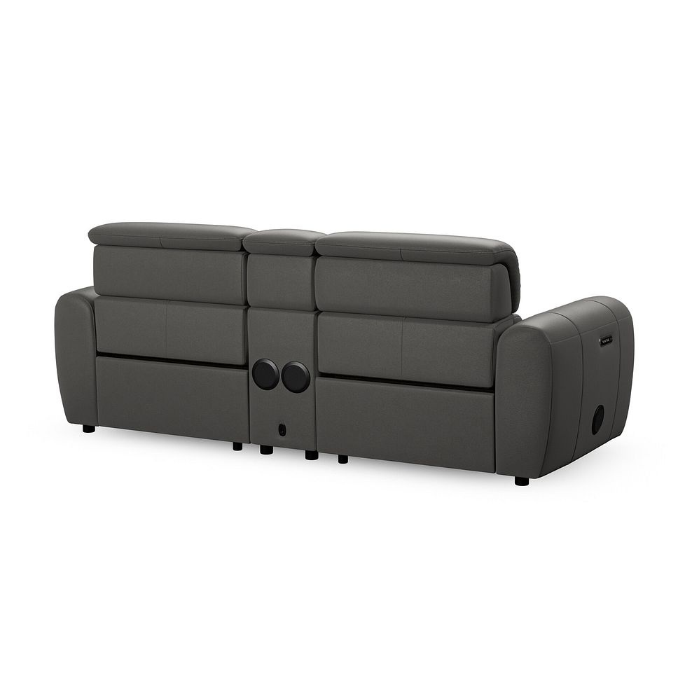 Arabella 3 Seater Recliner Console Sofa with Smart Screen in Elephant Grey Leather 8