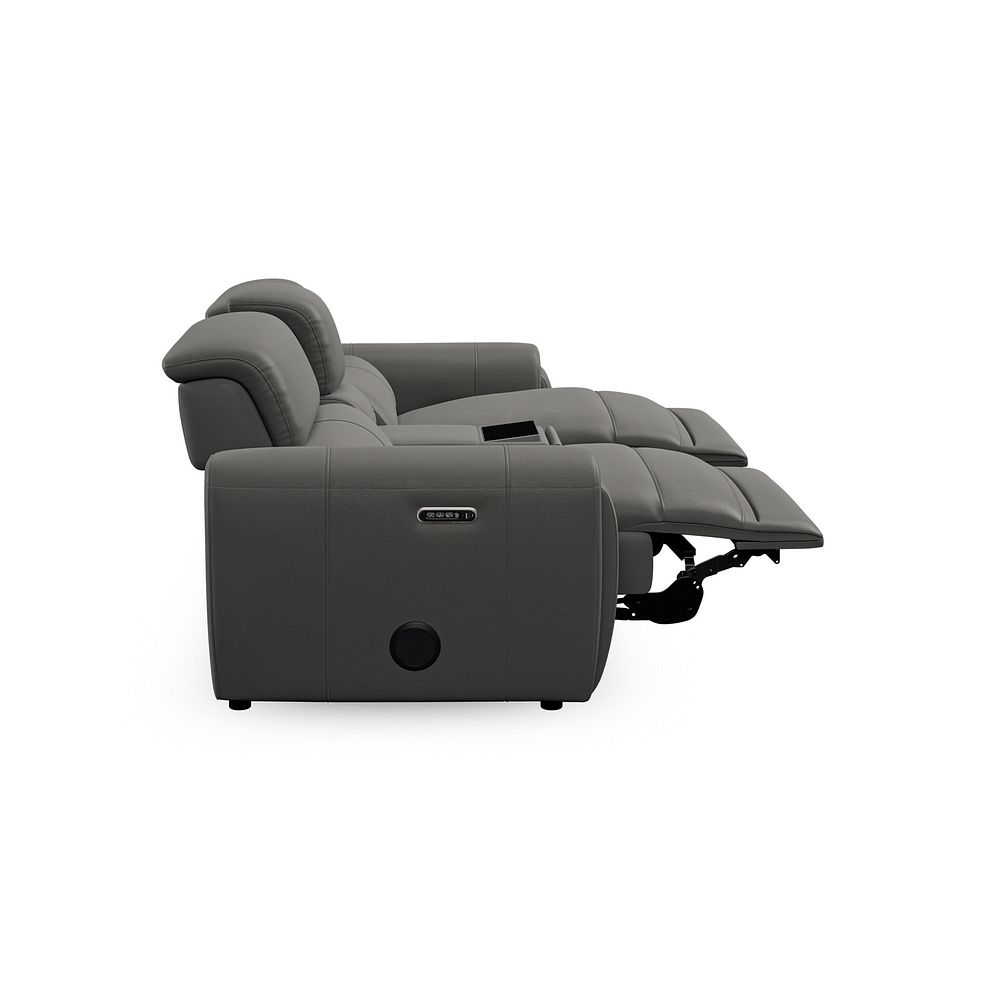 Arabella 3 Seater Recliner Console Sofa with Smart Screen in Elephant Grey Leather 11
