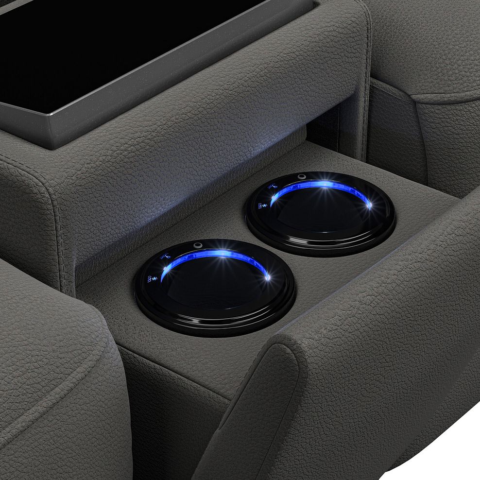 Arabella 3 Seater Recliner Console Sofa with Smart Screen in Elephant Grey Leather 19