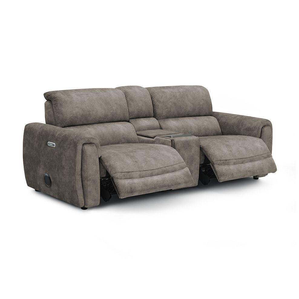 Arabella 2.5 Seater Recliner Console Sofa with Smart Screen in Marble Mink Fabric 2