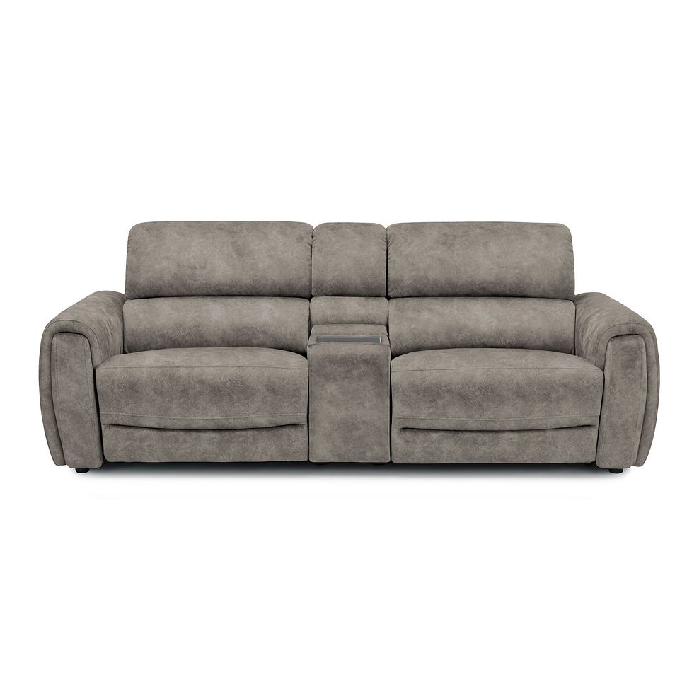 Arabella 2.5 Seater Recliner Console Sofa with Smart Screen in Marble Mink Fabric 3