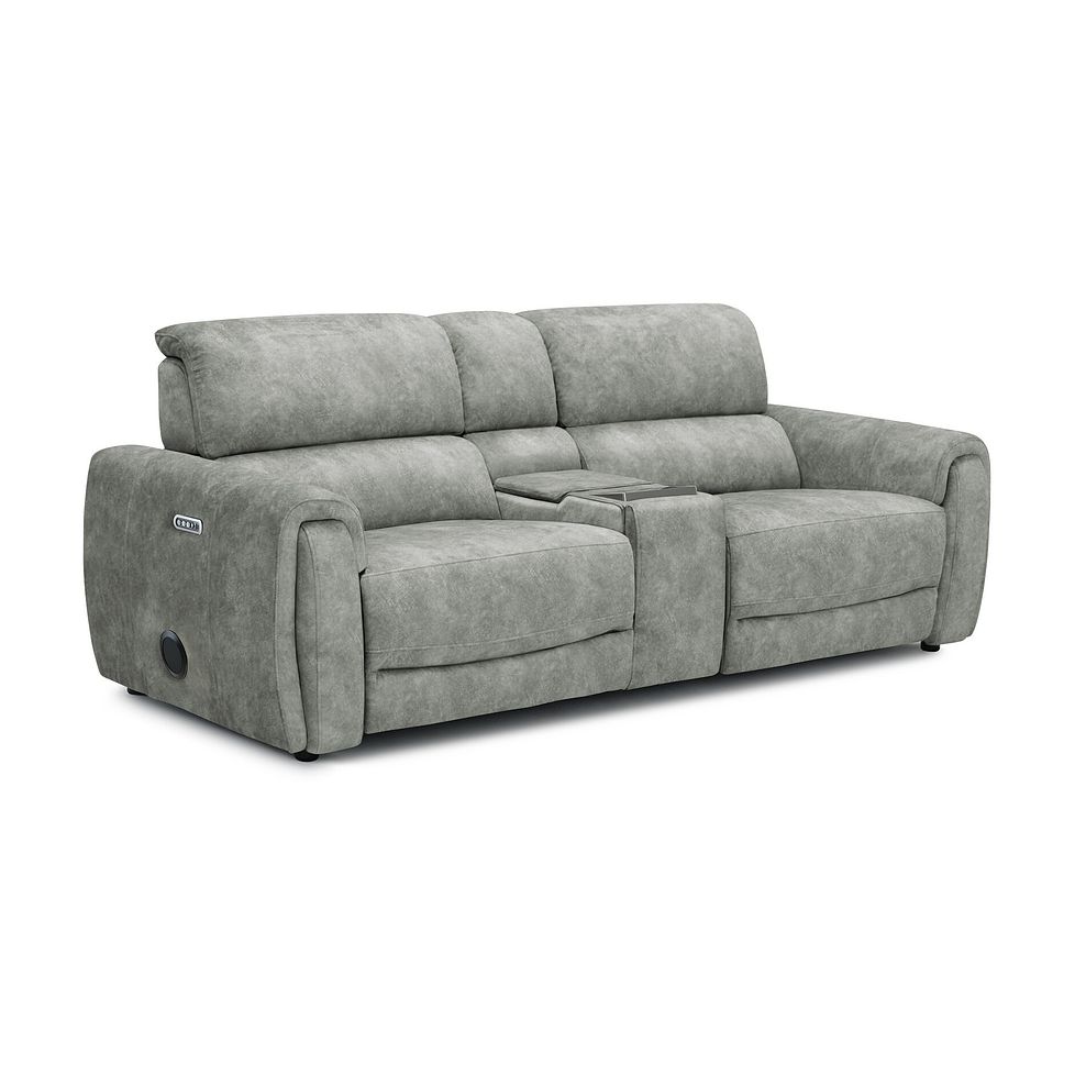 Arabella 2.5 Seater Recliner Console Sofa with Smart Screen in Marble Silver Fabric 1