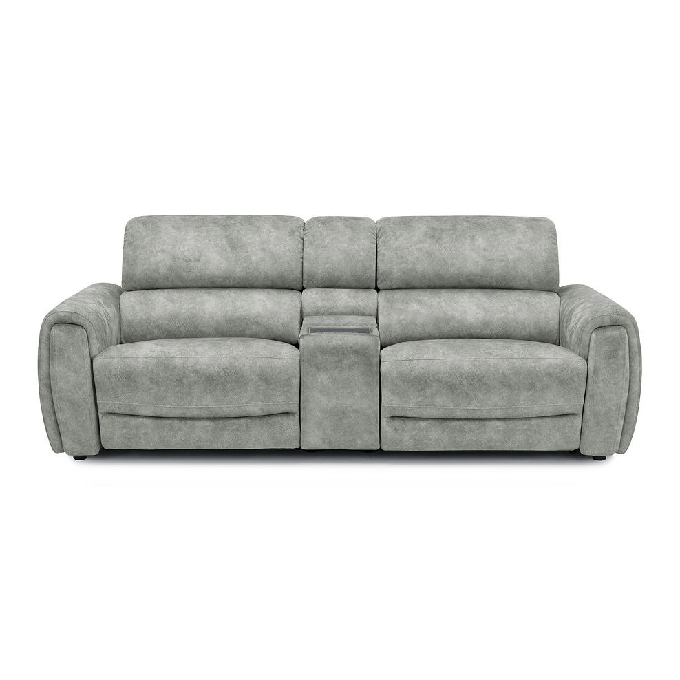 Arabella 2.5 Seater Recliner Console Sofa with Smart Screen in Marble Silver Fabric 3