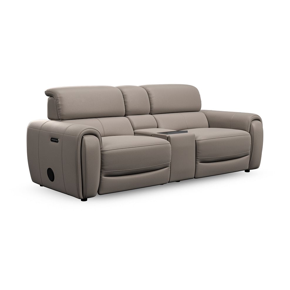 Arabella 3 Seater Recliner Console Sofa with Smart Screen in Oyster Leather 1