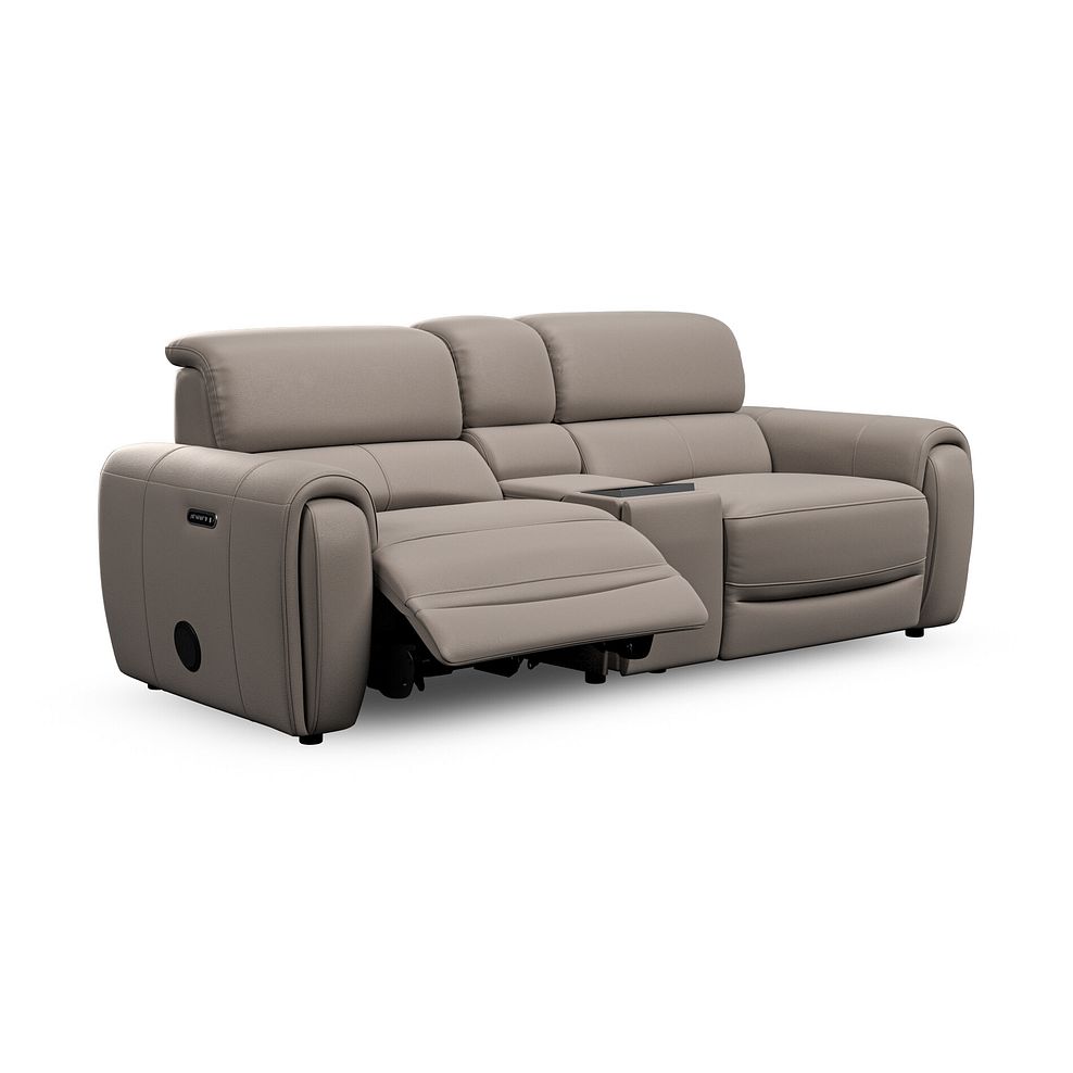 Arabella 3 Seater Recliner Console Sofa with Smart Screen in Oyster Leather 3