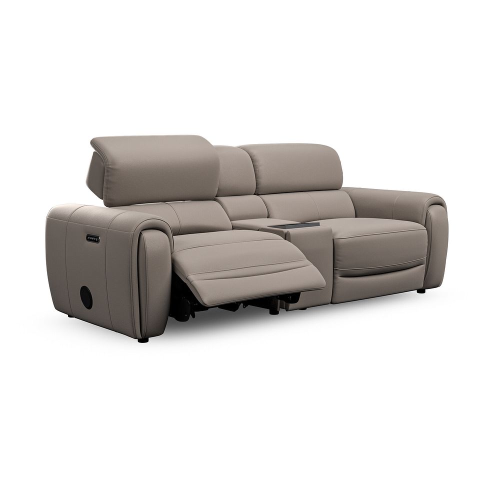 Arabella 3 Seater Recliner Console Sofa with Smart Screen in Oyster Leather 4