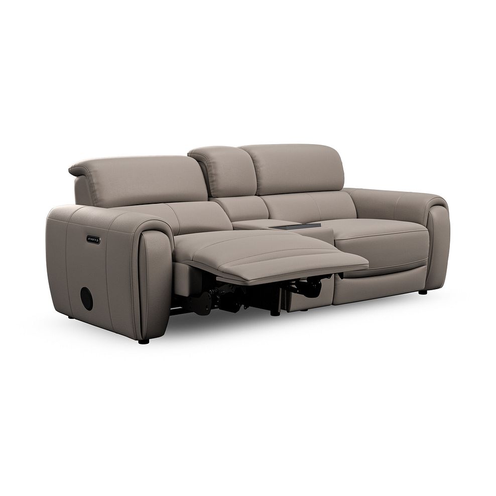 Arabella 3 Seater Recliner Console Sofa with Smart Screen in Oyster Leather 5