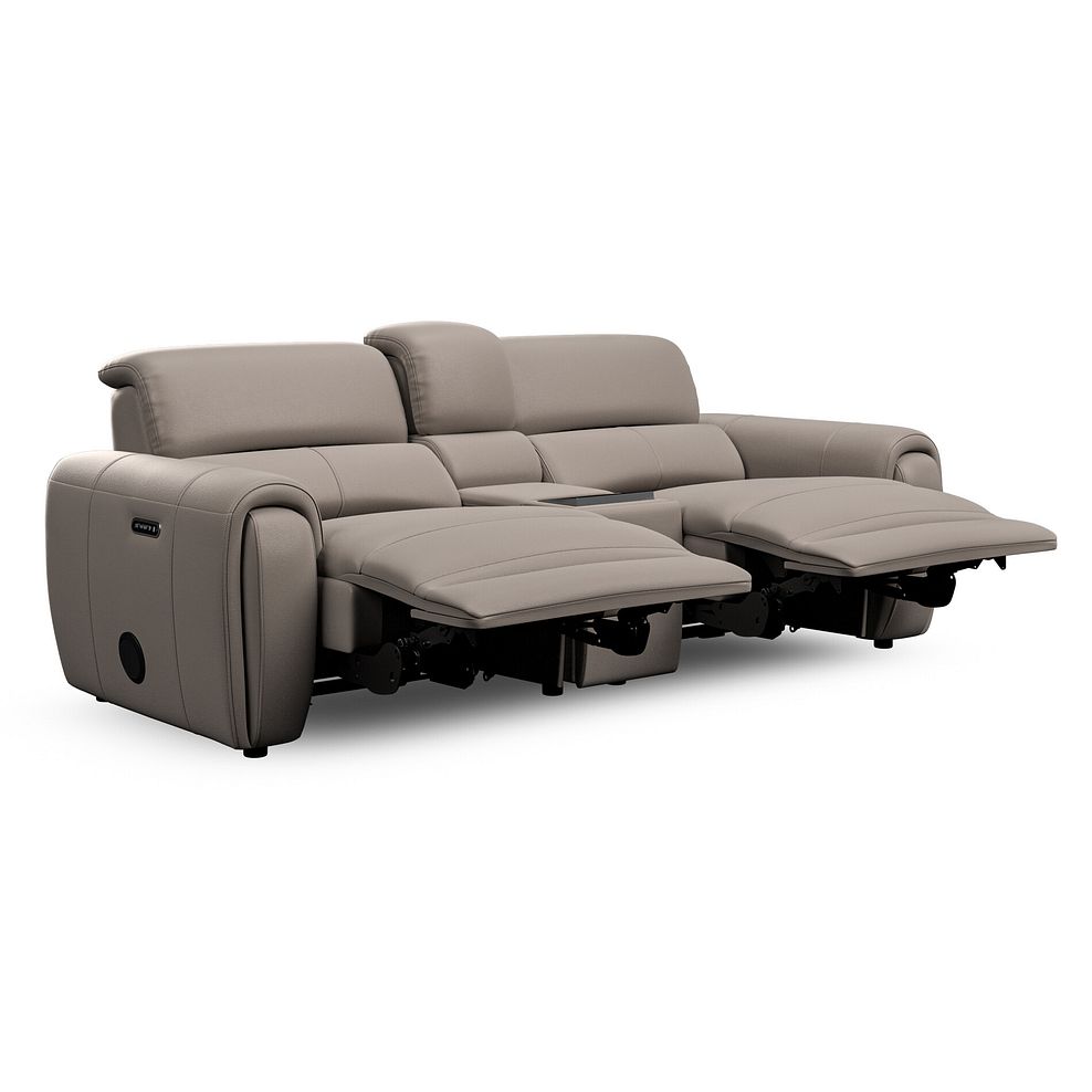 Arabella 3 Seater Recliner Console Sofa with Smart Screen in Oyster Leather 6