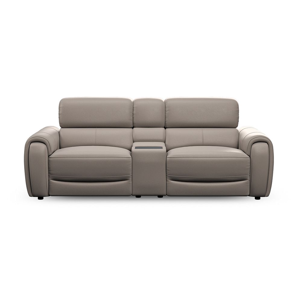 Arabella 3 Seater Recliner Console Sofa with Smart Screen in Oyster Leather 7
