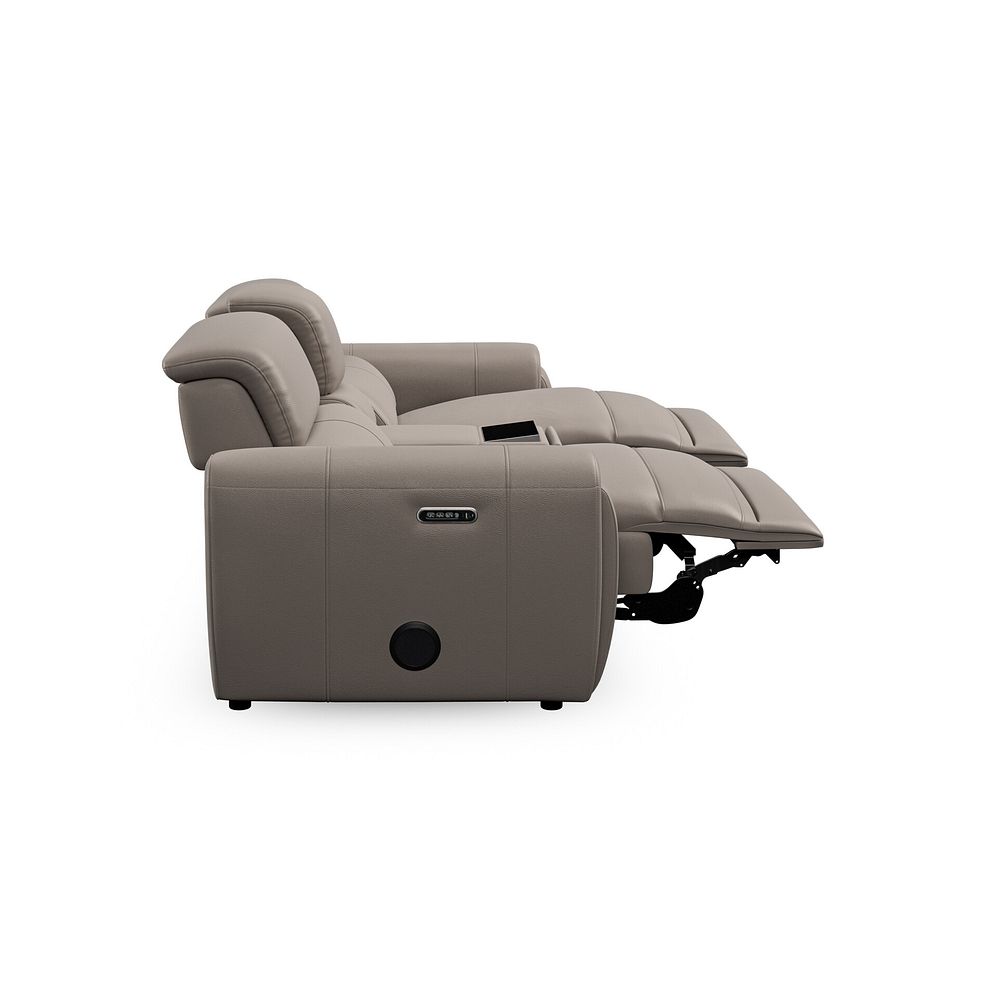 Arabella 3 Seater Recliner Console Sofa with Smart Screen in Oyster Leather 11