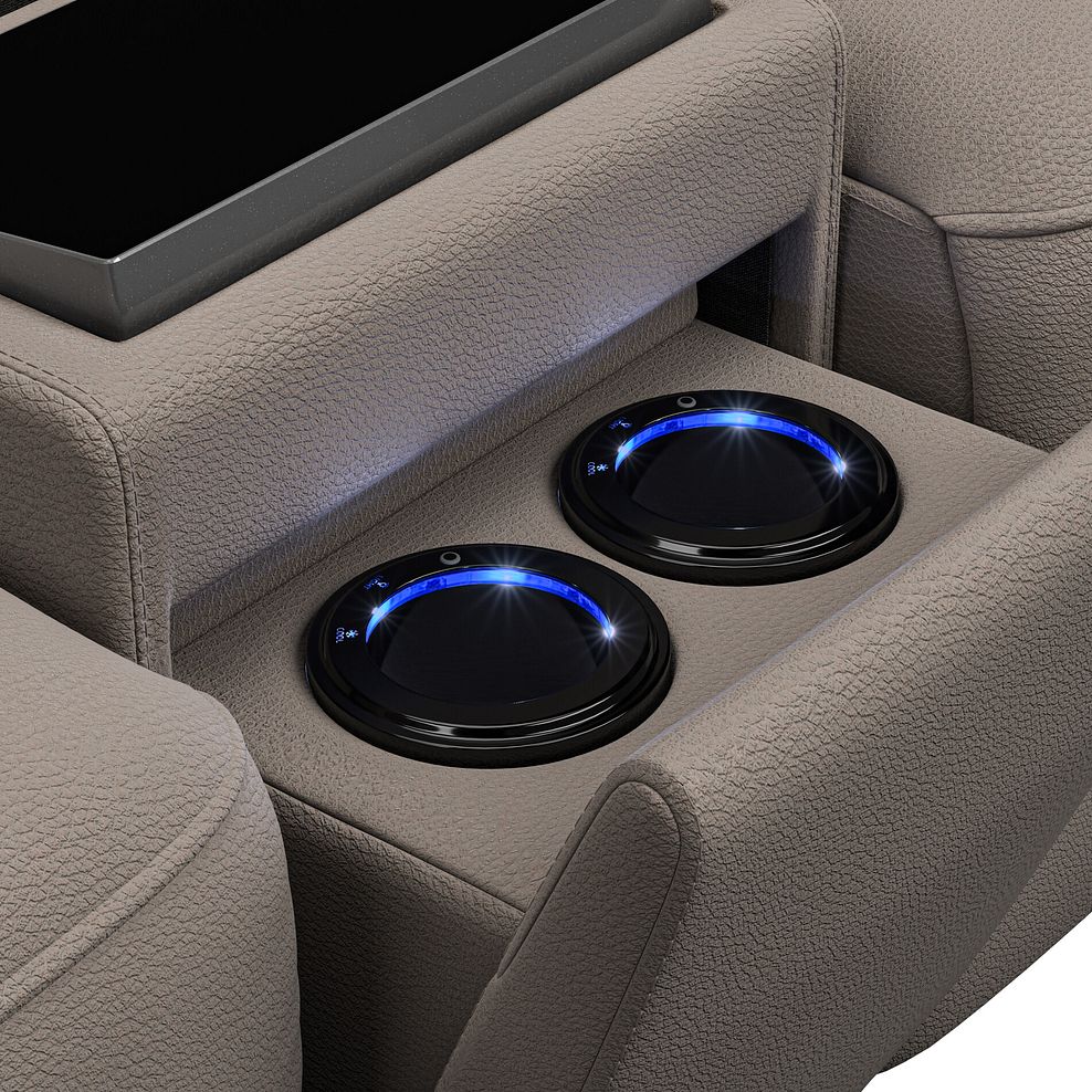 Arabella 3 Seater Recliner Console Sofa with Smart Screen in Oyster Leather 20