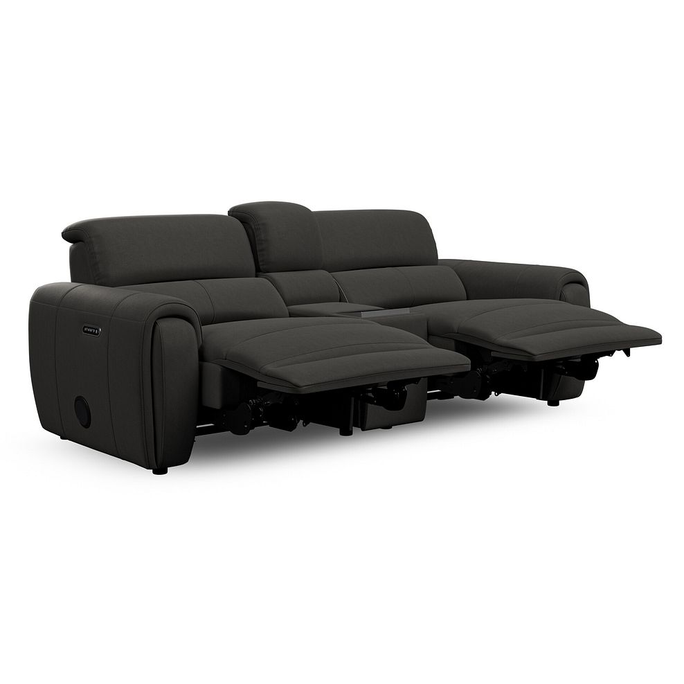 Arabella 3 Seater Recliner Console Sofa with Smart Screen in Storm Leather 6