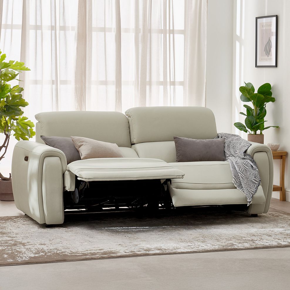 Arabella 3 Seater Power Recliner Sofa in Bone China Leather 4
