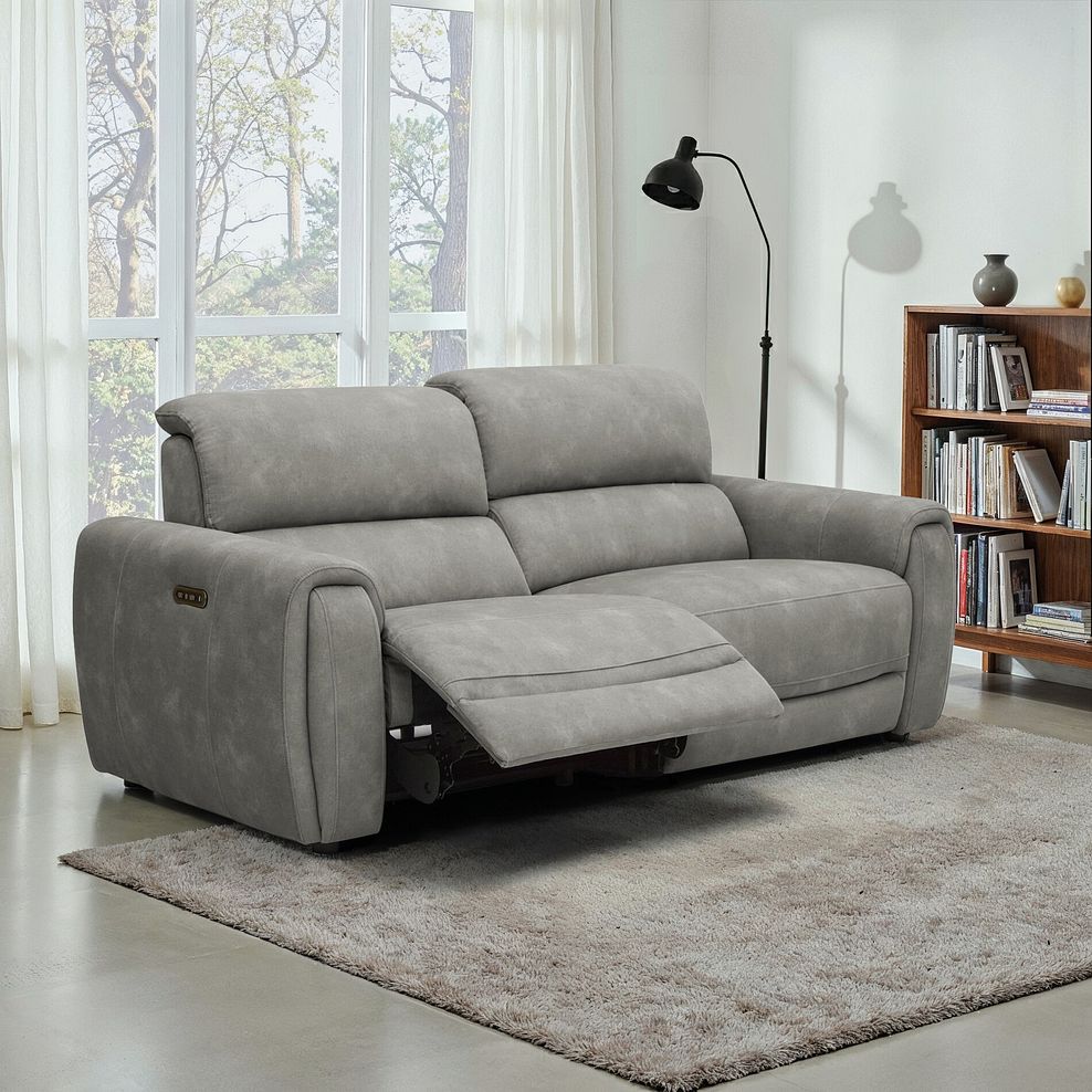Arabella 3 Seater Power Recliner Sofa in Dexter Stone Fabric 1