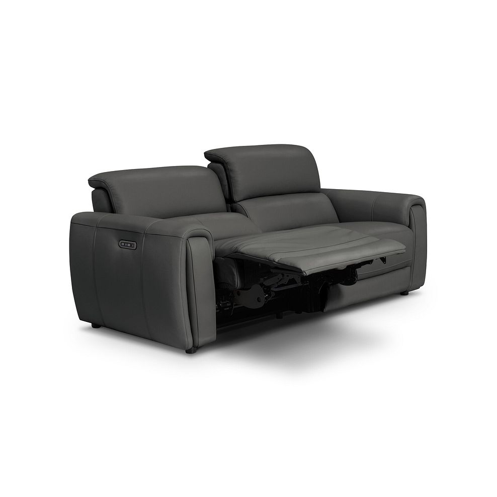 Arabella 3 Seater Power Recliner Sofa in Elephant Grey Leather 3