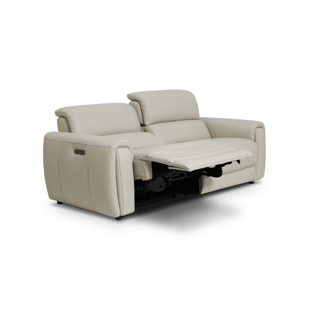 Arabella 3 Seater Power Recliner Sofa with Adjustable Power Headrest in Bone China Leather 7