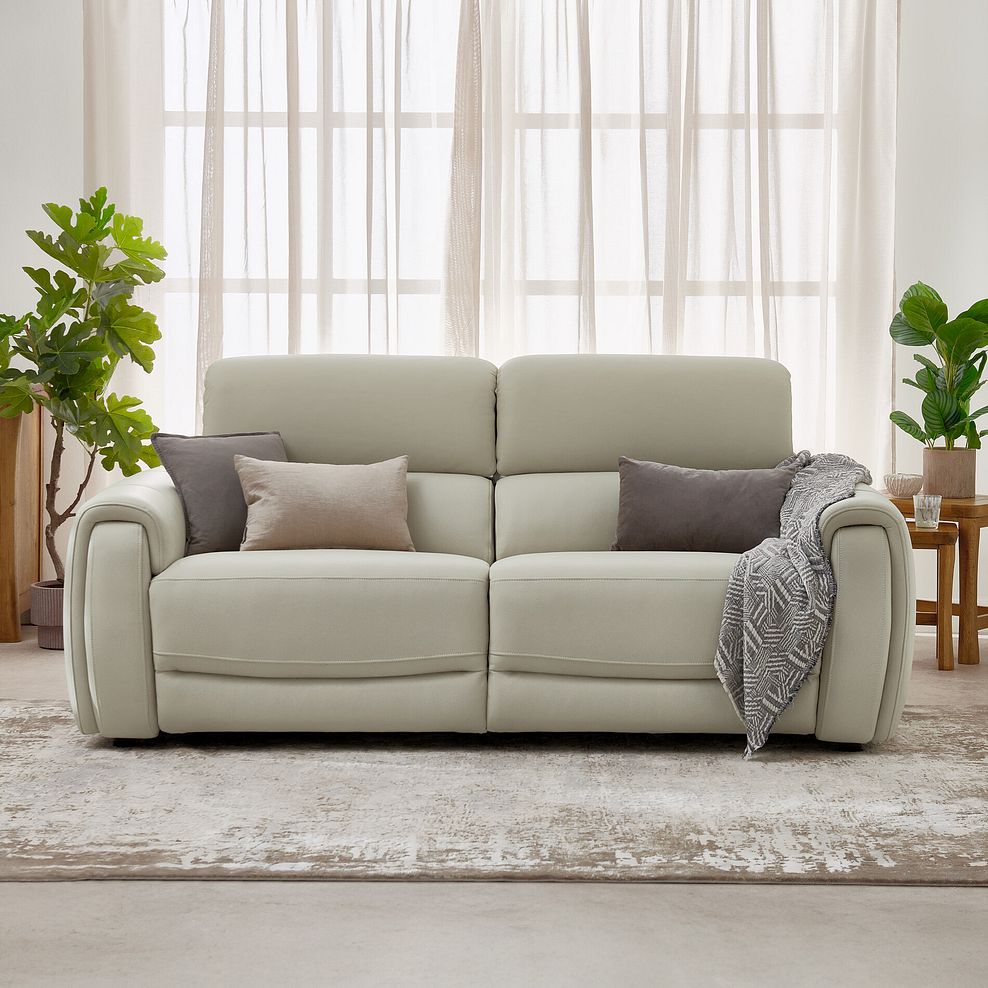 Arabella 3 Seater Power Recliner Sofa with Adjustable Power Headrest in Bone China Leather 7
