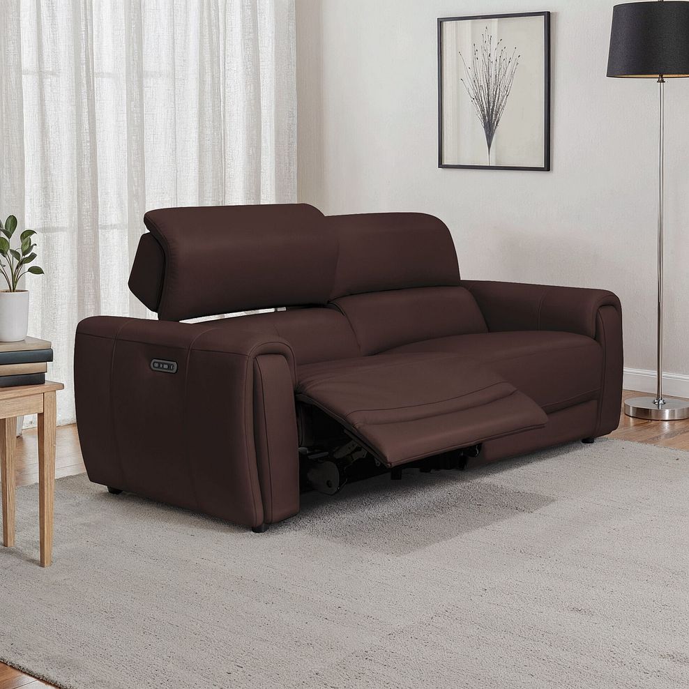 Arabella 3 Seater Power Recliner Sofa with Adjustable Power Headrest in Chestnut Leather 1