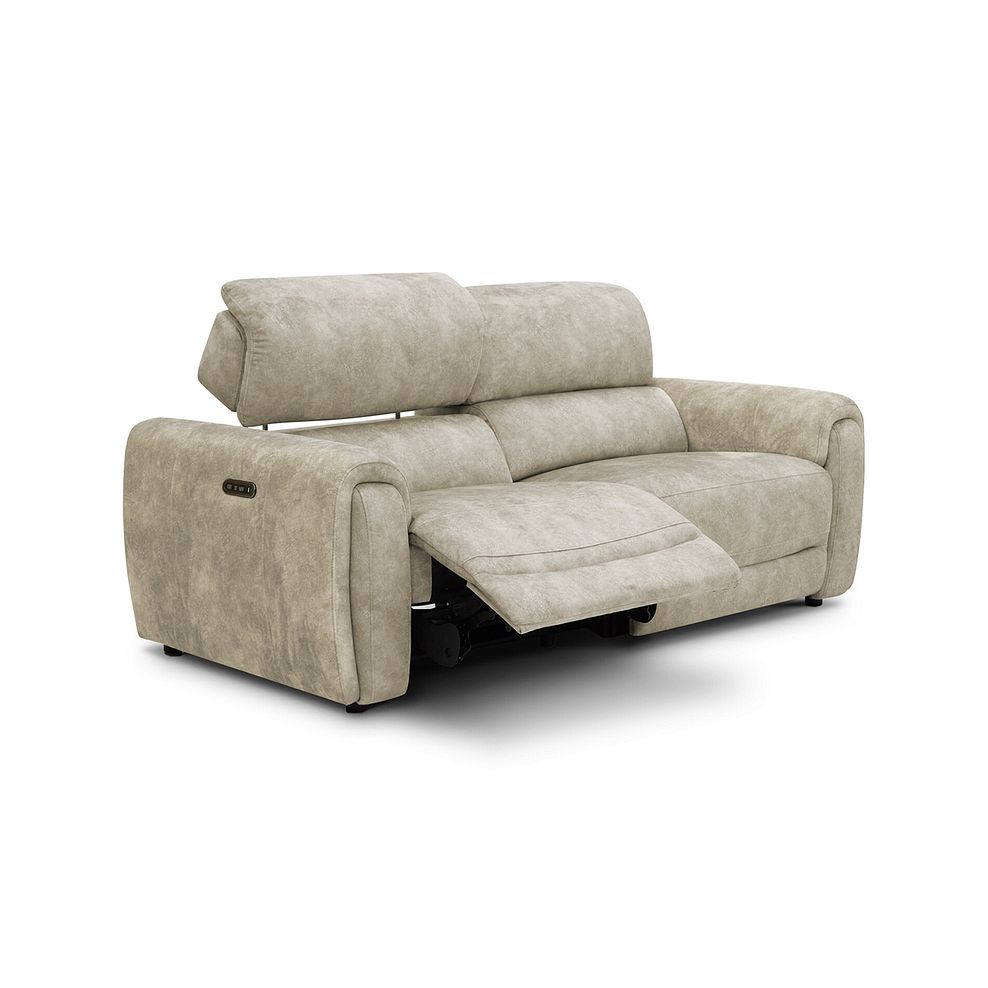 Arabella 3 Seater Power Recliner Sofa with Adjustable Power Headrest in Marble Cream Fabric 3