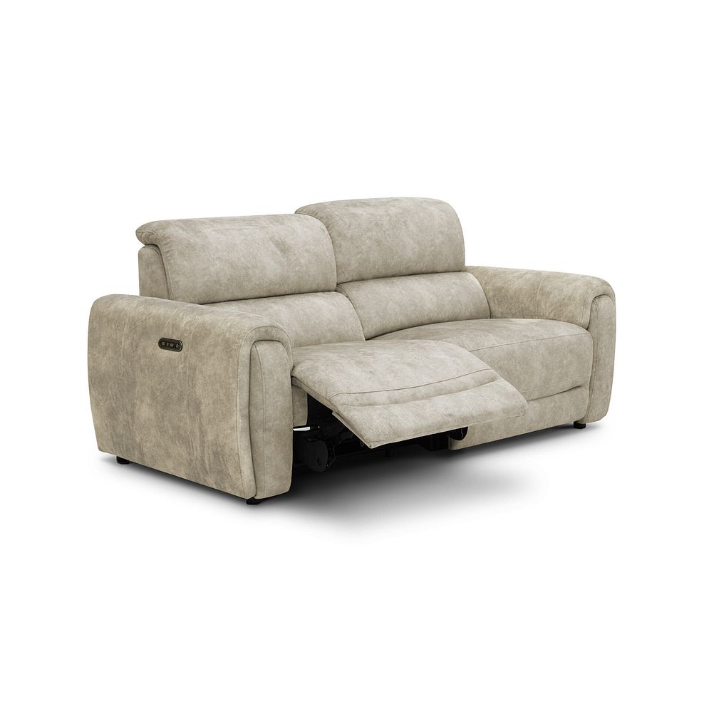 Arabella 3 Seater Power Recliner Sofa with Adjustable Power Headrest in Marble Cream Fabric 2