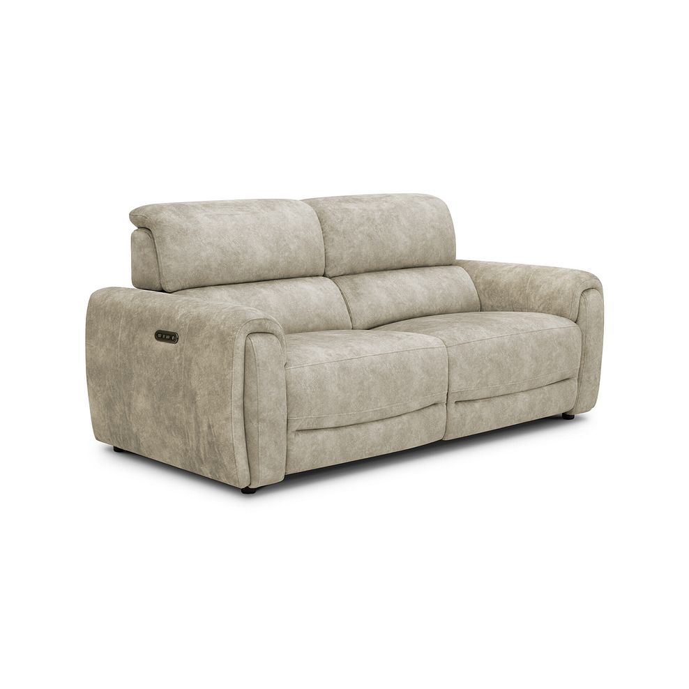 Arabella 3 Seater Power Recliner Sofa with Adjustable Power Headrest in Marble Cream Fabric 1