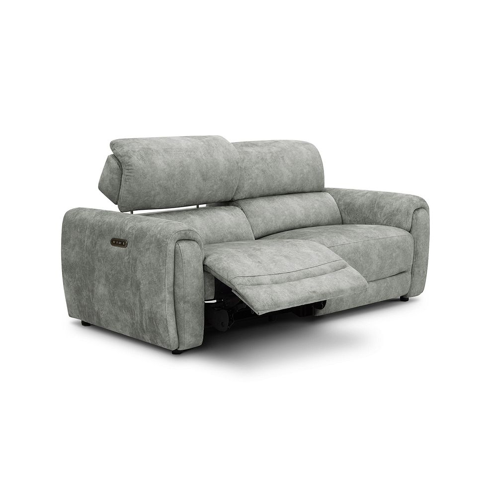 Arabella 3 Seater Power Recliner Sofa with Adjustable Power Headrest in Marble Silver Fabric 3