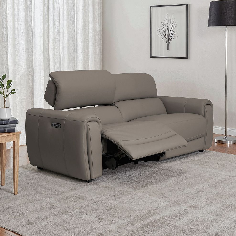 Arabella 3 Seater Power Recliner Sofa with Adjustable Power Headrest in Oyster Leather 1