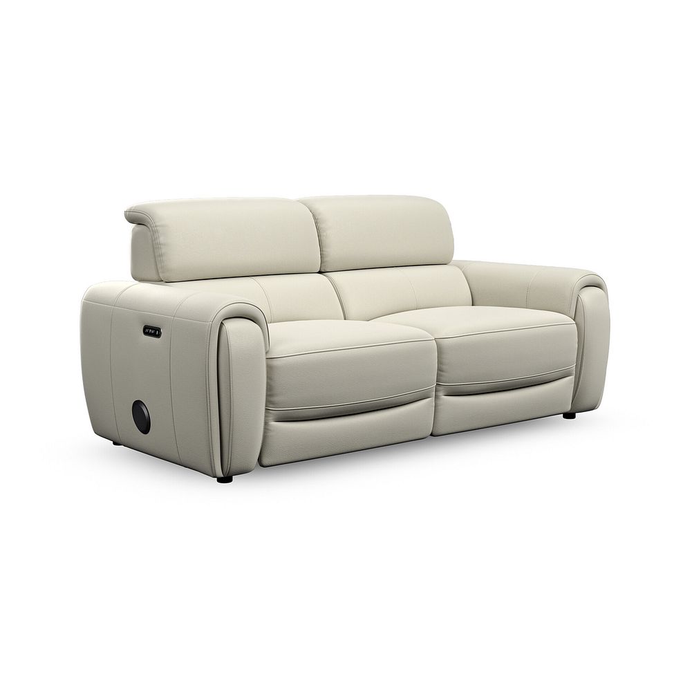 Arabella 3 Seater Power Recliner Sofa with Power Headrest and Speakers in Bone China Leather 1