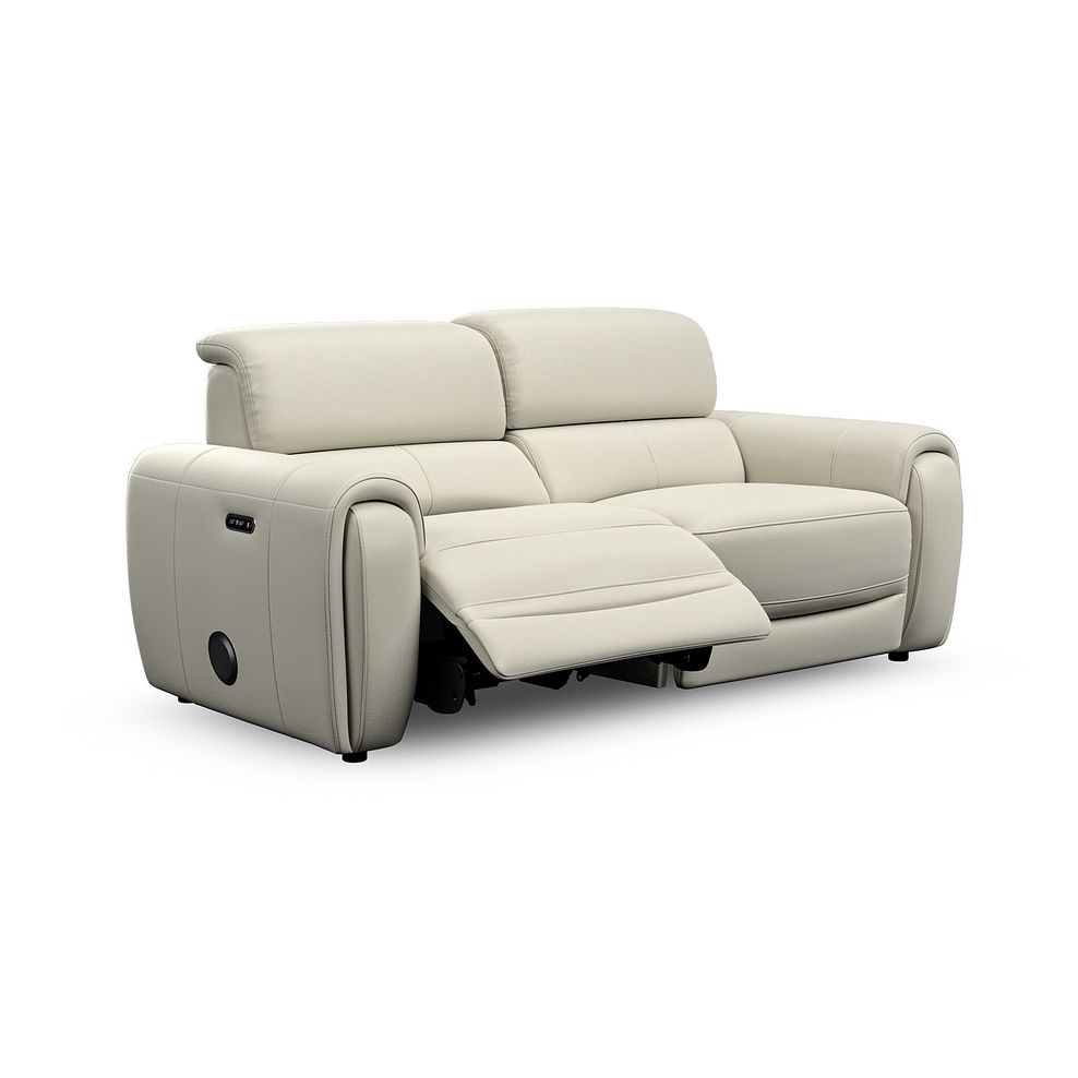 Arabella 3 Seater Power Recliner Sofa with Power Headrest and Speakers in Bone China Leather 2
