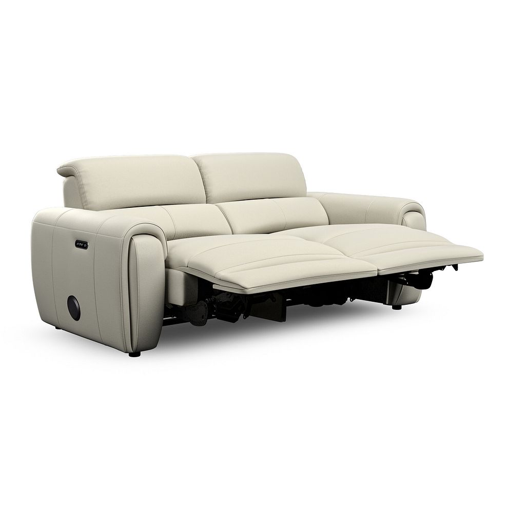 Arabella 3 Seater Power Recliner Sofa with Power Headrest and Speakers in Bone China Leather 5