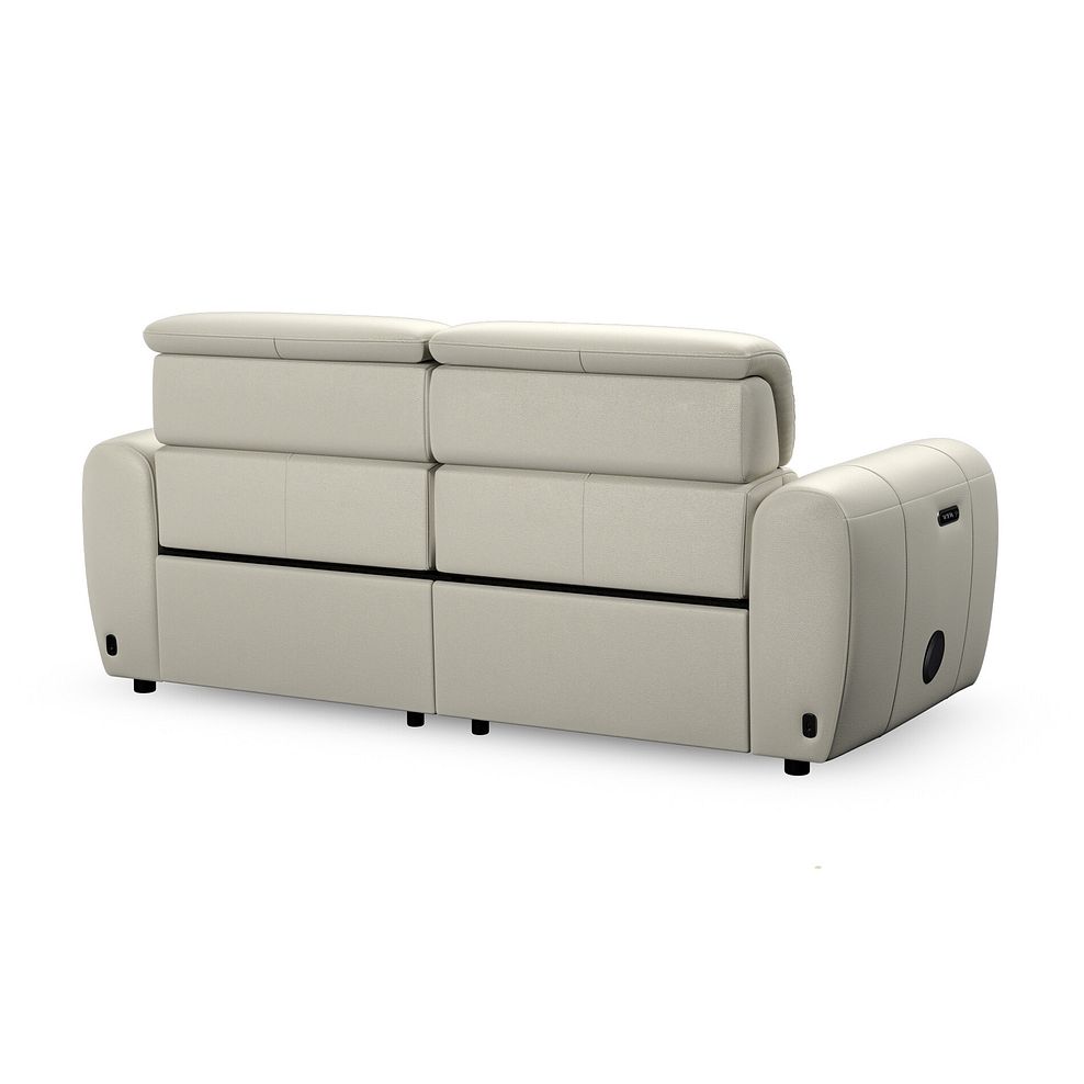 Arabella 3 Seater Power Recliner Sofa with Power Headrest and Speakers in Bone China Leather 7