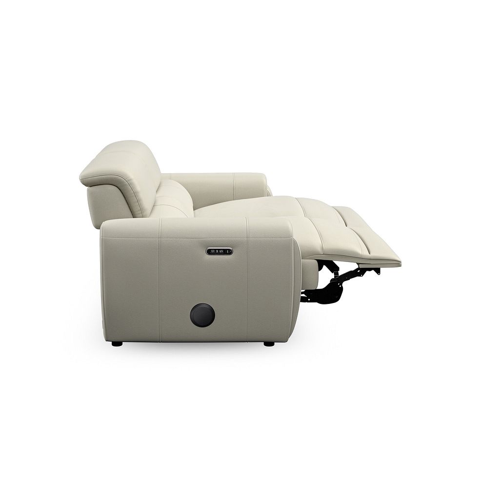 Arabella 3 Seater Power Recliner Sofa with Power Headrest and Speakers in Bone China Leather 10