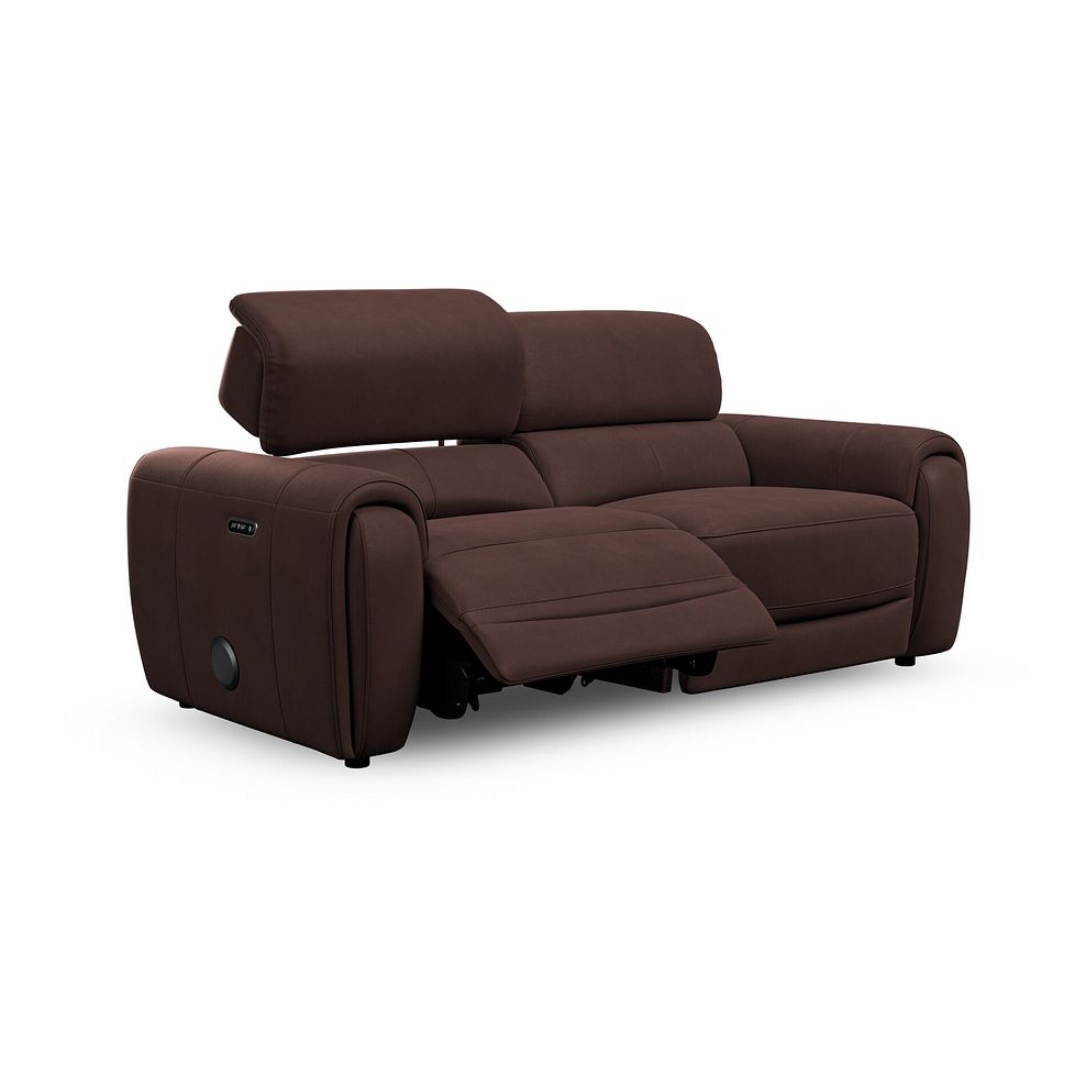 Arabella 3 Seater Power Recliner Sofa with Power Headrest and Speakers in Chestnut Leather 3