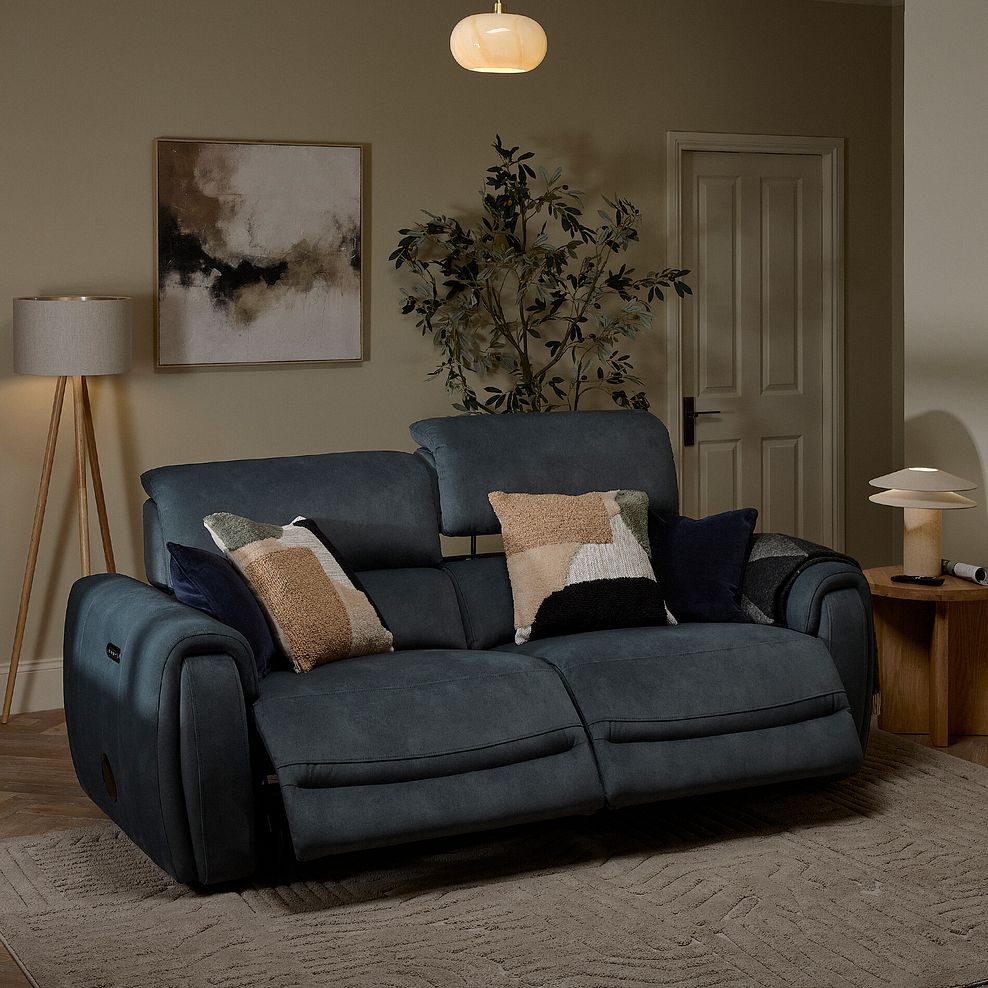 Arabella 3 Seater Power Recliner Sofa with Power Headrest and Speakers in Dexter Shadow Fabric 2