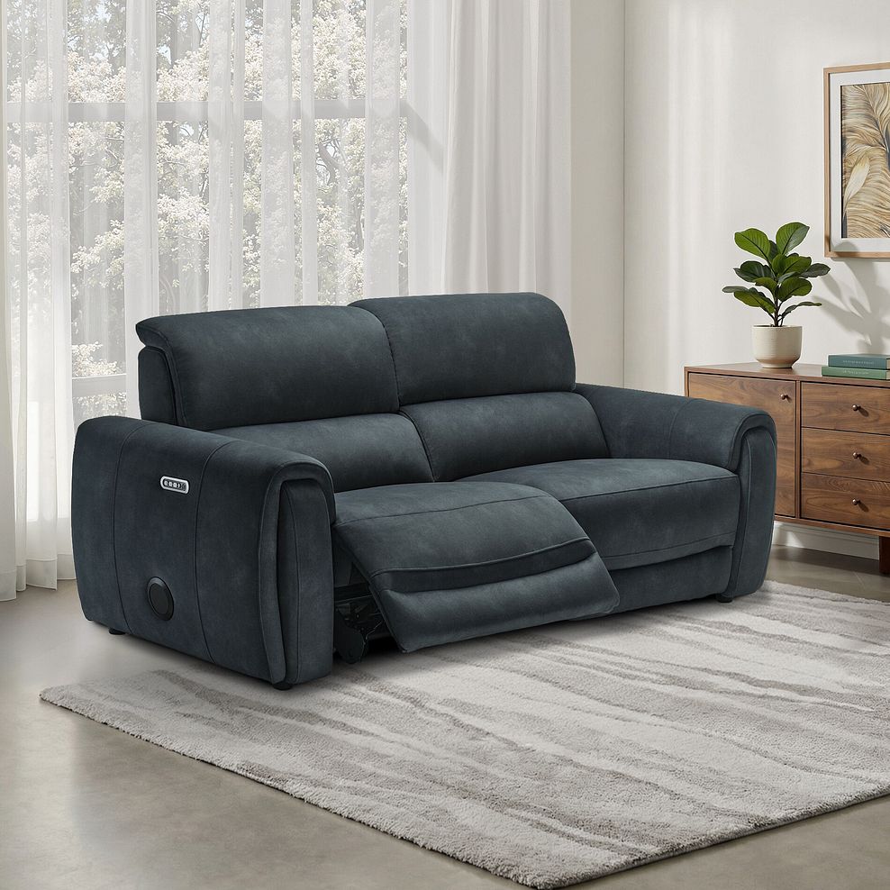 Arabella 3 Seater Power Recliner Sofa with Power Headrest and Speakers in Dexter Shadow Fabric 26