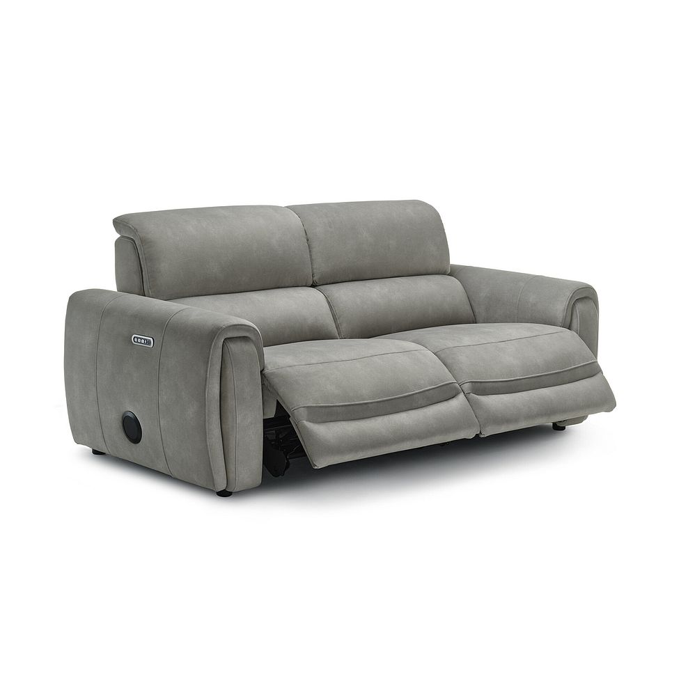 Arabella 3 Seater Power Recliner Sofa with Power Headrest and Speakers in Dexter Stone Fabric 3