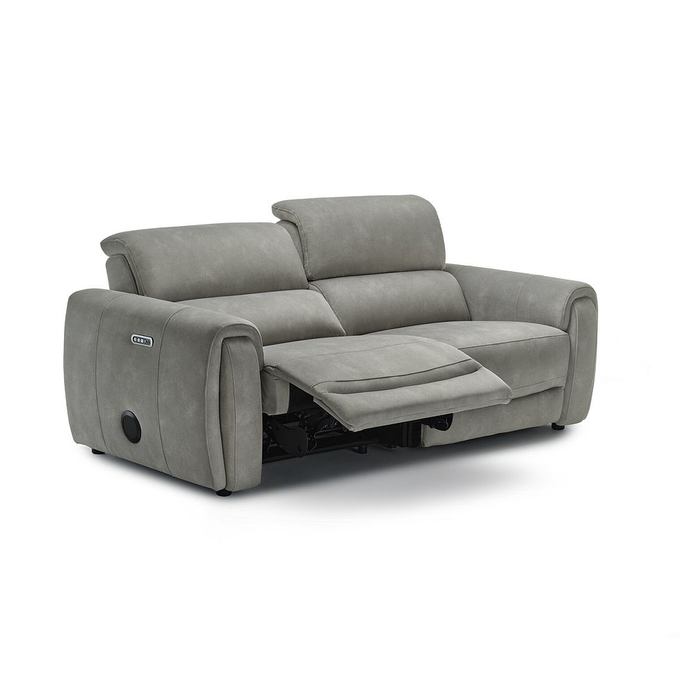 Arabella 3 Seater Power Recliner Sofa with Power Headrest and Speakers in Dexter Stone Fabric 4