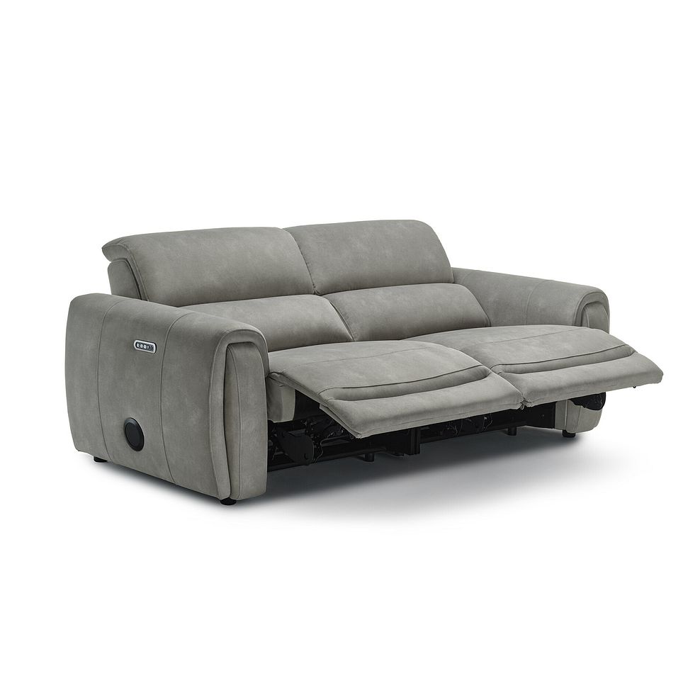 Arabella 3 Seater Power Recliner Sofa with Power Headrest and Speakers in Dexter Stone Fabric 5
