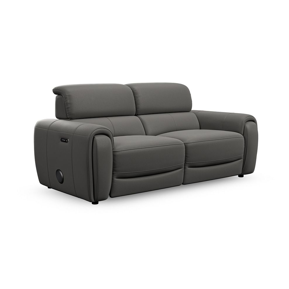 Arabella 3 Seater Power Recliner Sofa with Power Headrest and Speakers in Elephant Grey Leather 1