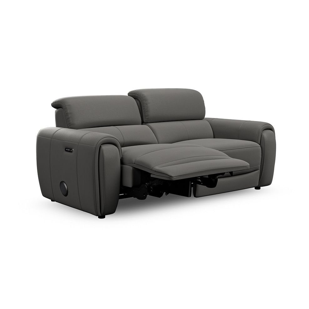 Arabella 3 Seater Power Recliner Sofa with Power Headrest and Speakers in Elephant Grey Leather 4