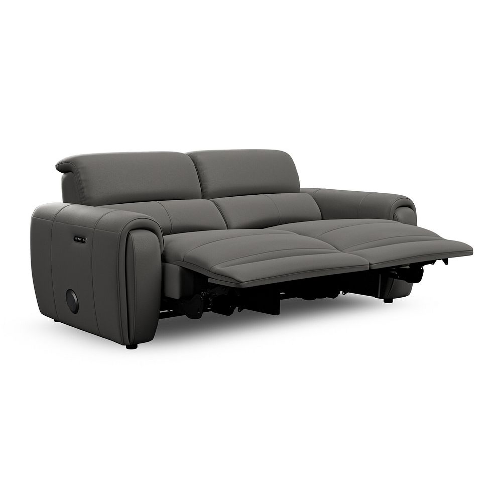 Arabella 3 Seater Power Recliner Sofa with Power Headrest and Speakers in Elephant Grey Leather 5