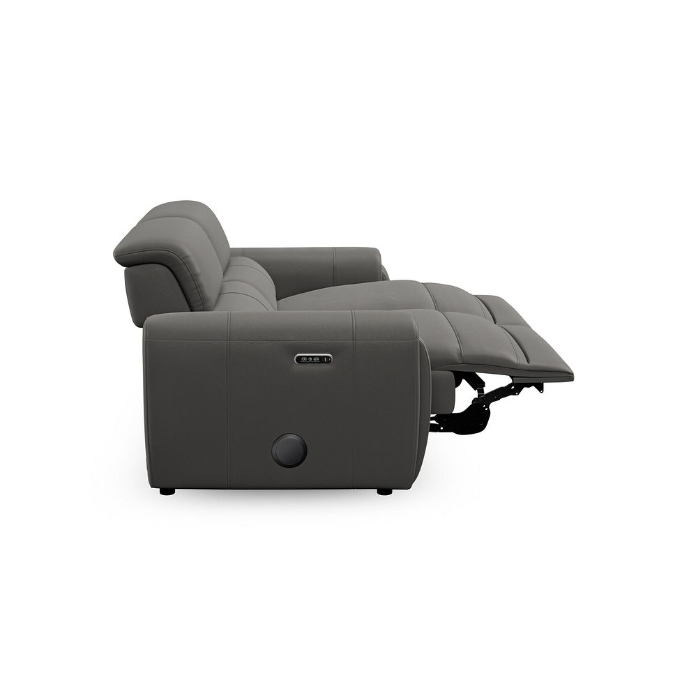 Arabella 3 Seater Power Recliner Sofa with Power Headrest and Speakers in Elephant Grey Leather 10