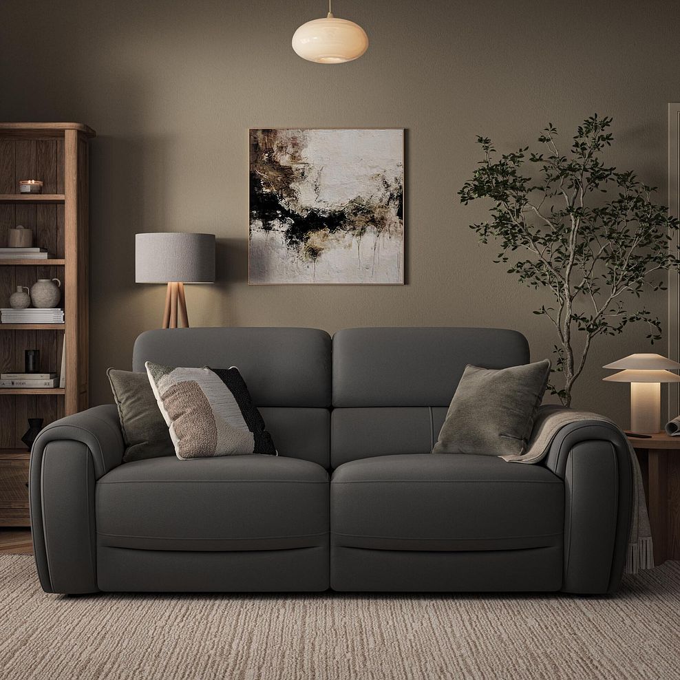 Arabella 3 Seater Power Recliner Sofa with Power Headrest and Speakers in Elephant Grey Leather 4