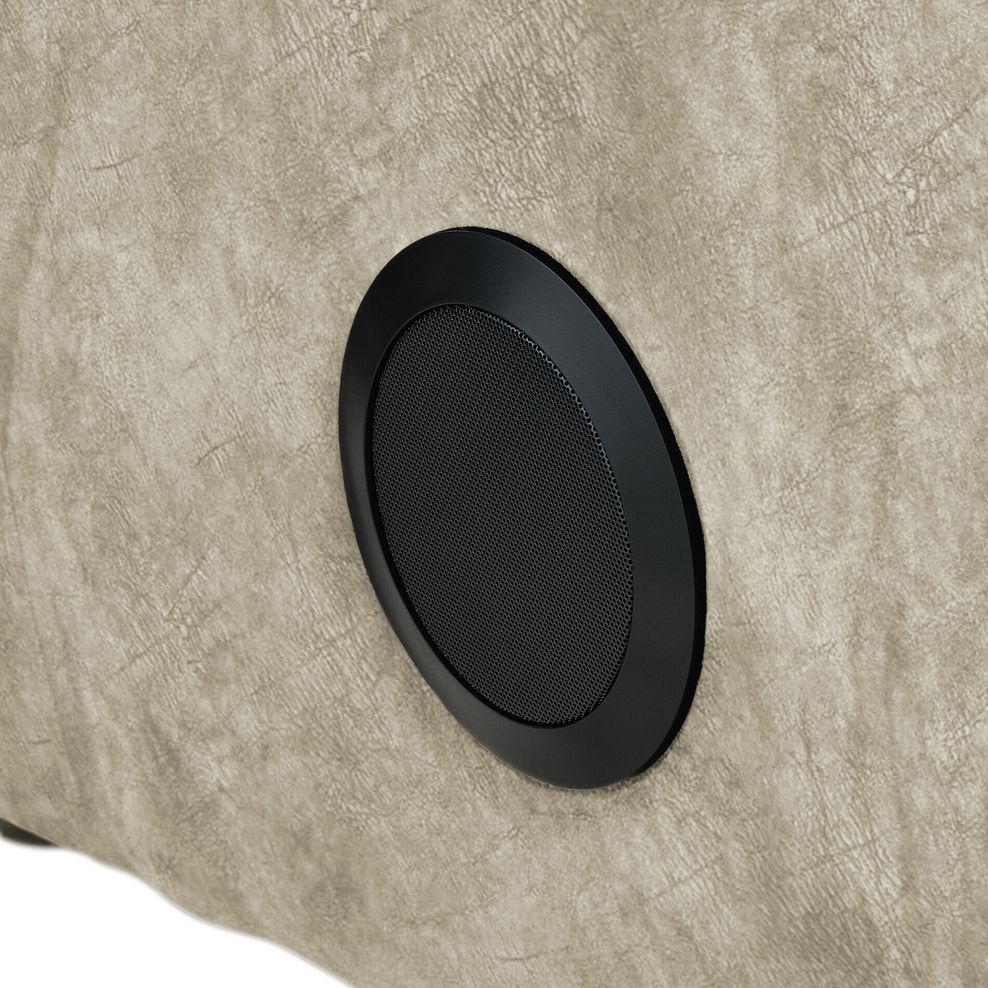 Arabella 3 Seater Power Recliner Sofa with Power Headrest and Speakers in Marble Cream Fabric 6