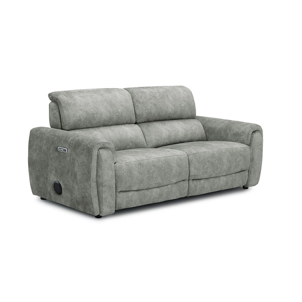 Arabella 3 Seater Power Recliner Sofa with Power Headrest and Speakers in Marble Silver Fabric 1