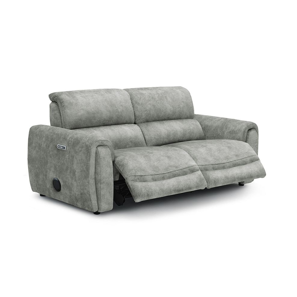 Arabella 3 Seater Power Recliner Sofa with Power Headrest and Speakers in Marble Silver Fabric 2