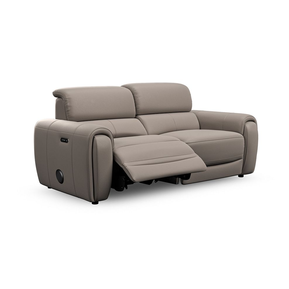Arabella 3 Seater Power Recliner Sofa with Power Headrest and Speakers in Oyster Leather 2