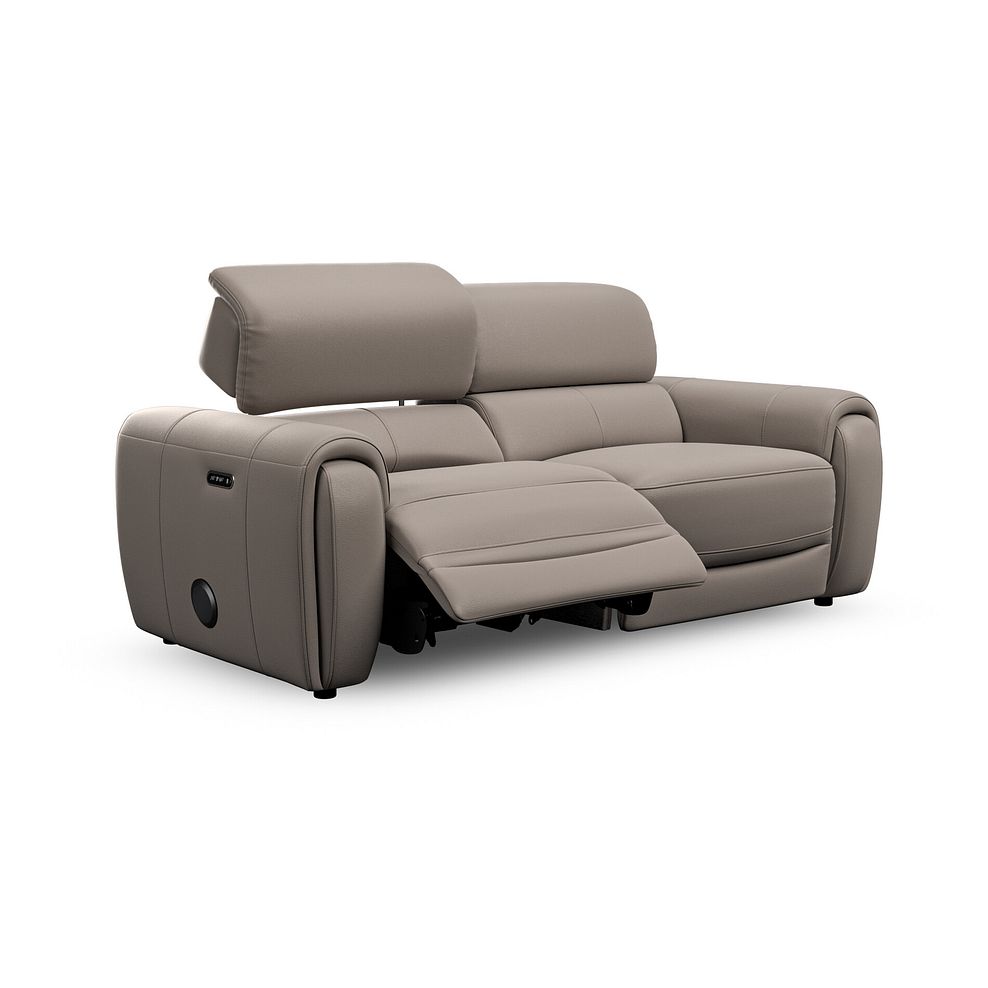 Arabella 3 Seater Power Recliner Sofa with Power Headrest and Speakers in Oyster Leather 3