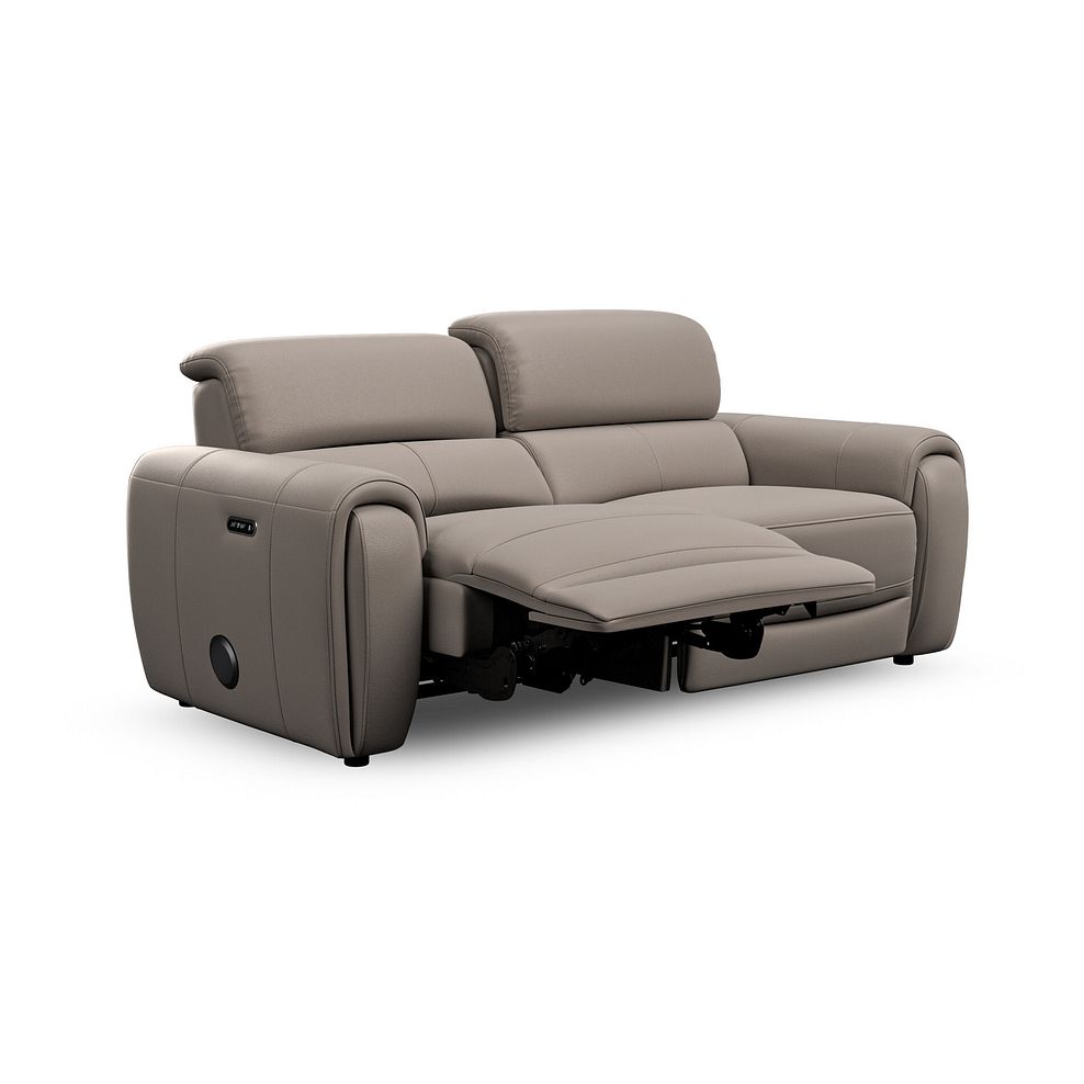 Arabella 3 Seater Power Recliner Sofa with Power Headrest and Speakers in Oyster Leather 4